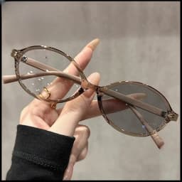 Advanced Elliptical Frame Photochromic Myopia Glasses Anti-Blue Light Glasses Optical Prescription Eyeglasses 0 TO -4.0