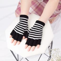 1Pair Black Unisex Half Finger Fingerless Gloves for Women Men Wool Knit Wrist Cotton Gothic Gloves Winter Warm Workout Gloves