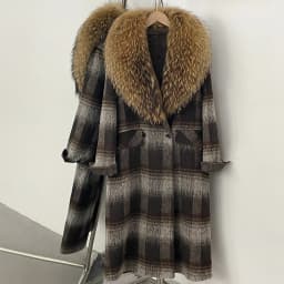 OFTBUY New Warm Winter Outerwear for Female Mid Long 100% Wool Coat Women Real Fox Fur Lapel Collar Vintage Plaid Woolen Jacket