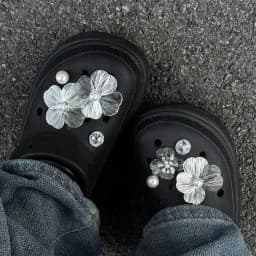 Elegant Ballet White Bowknot Shoes Charms Set Summer 2026 Korean Sandals Clogs Flower Accessories DIY Woman's Shoes Decorations