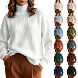 Women Fall Winter Pure Color Long Sleeved High Neck Round Neck Knitted Pullover Sweater Light Sweat Shirts Women