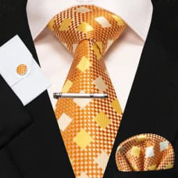 8cm Silk Mens Ties Green Black Ties Plaid Stripe Necktie Pocket Square Cufflinks Tie Clips Set Men's Wedding Business Party Tie