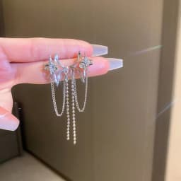 Trend Simulation Pearl Long Earrings Female Moon Star Flower Rhinestone Wedding Pendant Fashion Korean Jewelry Wholesale