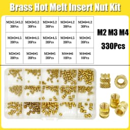 Brass Threaded Insert Nut Kit M2 M2.5 M3 M4 M5 M6 M8 Hot Melt Heat Knurled Embed Injection Copper Insertnut for 3D Print Plastic