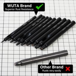 WUTA 5-15Pcs Basic Black Anti-rust Leather Hollow Punch Set Round Hole Puncher DIY Craft Working Tools Kit for Belt, Watch Strap