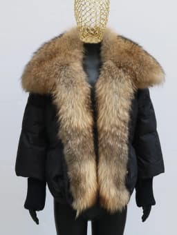 2026 Winter Real Fox Fur Collar White Duck Down Padded Down Jacket Regular Fashion Warm Big Fur Collar Women's Coat