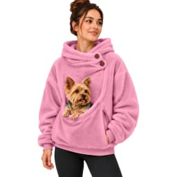 Women Casual Plush Solid Color Pet Pocket Half Zipper Hoodless Sweatshirt Funny Pullover Polyester Sweatshirt Women
