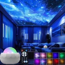 New LED Night Light 7 Modes Starry Sky Projector Light with Remote Control USB Plug-in White Auto Rotate for Bedroom Party Decor