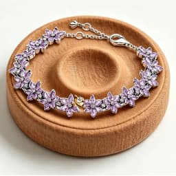 2026 New 925 Silver Purple Plant Bee Specimen Women's Tennis Adjustable Bracelet Display Tool DIY Exquisite Charm Jewelry