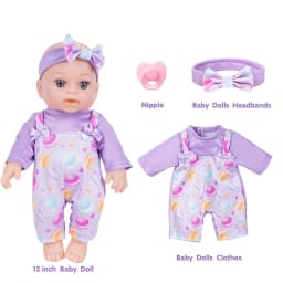 Simulation doll cute purple clothes with pacifier 30CM reborn doll simulation doll girl gift