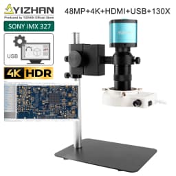 YIZHAN 60MP 48MP 4K USB HDMI VGA Digital Video Monocular Microscope Camera Continus Zoom 180X 215x Soldering Phone Repair Tools