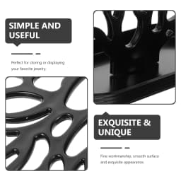 Coral Shape Jewelry Display Stand Plastic Organizer Desktop Earrings Necklaces Rings Holder Black Vertical Design Easy Access