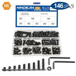 NINDEJIN hex hexagon socket countersunk head screw kit m2 m2.5 m3 m4 m5 m6 carbon steel flat head bolt and nut screw set