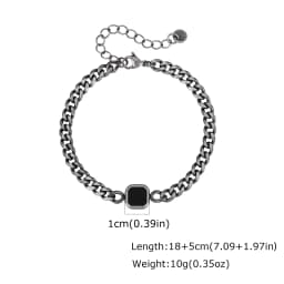 Vnox 5/7mm Width Adjustable Chain Bracelet for Men, Stainless Steel Acrylic Six-Sided Polished Jewelry Gift for Husband Son Him
