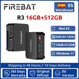 FIREBAT R3 Mini PC New AMD Ryzen 5 7430U 16GB LPDDR4 RAM 512GB SSD Wi-Fi 6 BT5.2 USB 3.0 Window11 Gaming Desktop Mini Computer