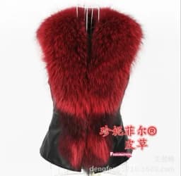 Women Leather Jacket Fur Collar Stitching Simulation Leather Oversized Raccoon Autumn Winter Solid Color Sleeveless Vest Coat