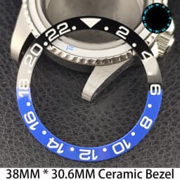 Sloping 38mm * 30.6mm Ceramic/Aluminum Bezel GMT and Diving Watch Insert Fits for 40mm Men's Watch Case Bezel Replacement Insert
