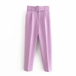 Spring Women's Slimming Versatile Belted Trousers Asymmetric Commute Sle High Waist Long Pants Casual Pants