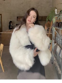 Women Faux Fox Fur Coats Solid Fur Jackets Cotton Linen Haf High Collar Long Sleeves Open Stitch Loose Casual 2026 Autumn Winter