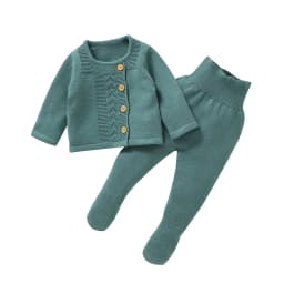 Infant Girls Clothes Sets Autumn Solid Long Sleeve Sweaters Cardigans+Pants Newborn Knitted Outfits 0-9m Toddler 2pcs Tracksuits