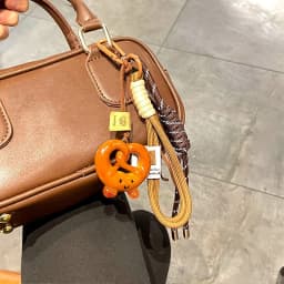 Creative Bowknot Woven Rope Keychain Chocolate Bagel Bread Keychain Polyester Anti-lost Bag Decoration Woven