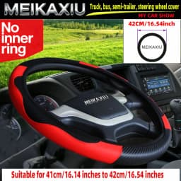 Adjustable Carbon Fiber PU Leather Steering Wheel Cover for Truck Van Bus - Multiple Sizes 40cm/42cm/45cm/47cm/50cm - Automotive