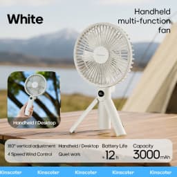 New Foldable Tripod Handheld Fan 3000mAh Multifunctional Portable Rechargeable Fan 4 Speed with LED Display for Outdoor Travel