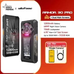 Ulefone Armor 30 Pro 5G Rugged Phone Android Smartphone 6.95" 120Hz 512GB ROM ,12800mAh 64MP Night Camera NFC Dimensity 7300X