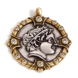 1 Piece Brass Coin Pendants Antique Silver Color Antique Bronze Two Tone Head Portrait For DIY Jewelry Making