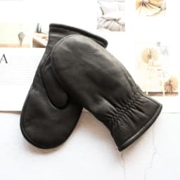 Winter Thickened Warm Deer Skin Mittens for Women's Windproof and Coldproof Sheepskin Fur Lining Driving Leather Gloves