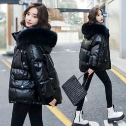 2026 Winter Fashion New Warm Duck Down Jacket Women's Clothes Glossy Fur Collar Thicken Parka Short Down Coat Female Trend
