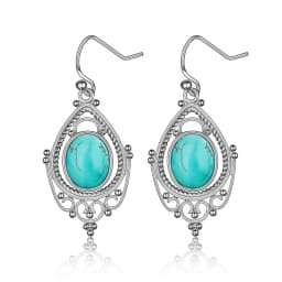 925 Sterling Silver Oval 8*10mm Natural Labradorite Earrings Vintage Ethnic Jewelry for Women Gift
