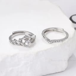 2Pcs Crown Rings Women Open Adjustable Crystal Couple Paired Ring Engagement Wedding Anniversary Jewelry Fashion Girlfriend Gift