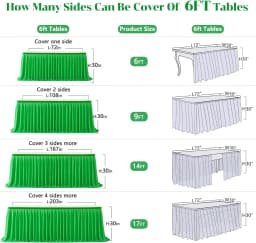 Polyester Table Skirt for Rectangle Tables Wrinkle Resistant Pleated Ruffle Table Cloth for Banquet, Wedding, Gift Dining Table