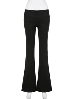 Women's Y2K Slim Low-Waisted Boot Cut Flare Pants Casual Sexy Basic Solid Fashion Streetwear for Autumn Spring