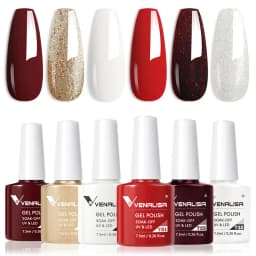 Rose Rubber Base Venalisa Nail Gel Polish 6pcs/Kit HEMA FREE Jelly Pink Color Self Leveling Gel Long Wear Nail Manicure Set
