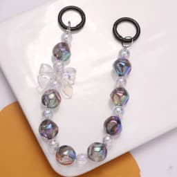 Y2K Cute Bowknot Phone Charm Strap Lanyard DIY Beaded Pendant Sweet Girl Keychain For iPhone Accessories Purse Bag Pendants