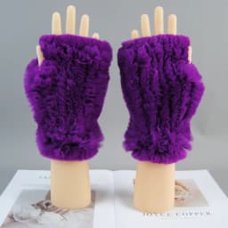 2026 New Fashion Real Rex Rabbit Fur Gloves Women Winter Genuine Fur Mittens Girl Fingerless Gloves Wrist Warmer Elastic Fluffy