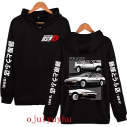 AE86 Zip Up Hoodies Initial D Korean Style Zippper Jackets Sweatshirts Anime Gothic Y2k Pullovers Mange Vintage Streetwear