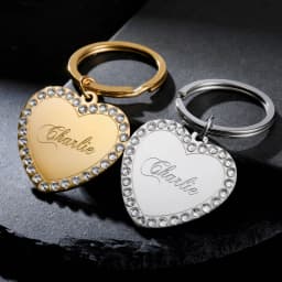 COOLTIME Heart Custom Engraved Keychain Stainless Steel Personalized Love Heart Custom Keychain Jewelry Bag Accessories