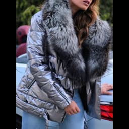 Winter Coat Women Bright Surface Large Collar Short Down Cotton Jacket Punk Style Slim
