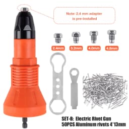 Electric Rivet Gun Conversion Head 2.4mm, 3.2mm, 4.0mm, 4.8mm Pull Rivet Gun Suitable For Electric Drills, Cordless Rivet Gun