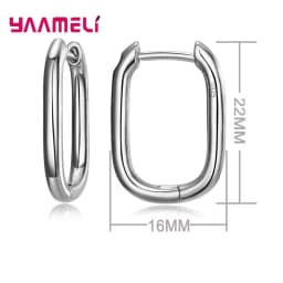 100% Real 925 Sterling Silver Earrings Statement Heart Star Square Round Geometric Hoop Flexible Earwire Leverback Women Jewelry