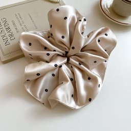 1/3 Pcs Black White Polka Dot Satin Scrunchies for Women Large Round Ruffles Hair Band Gentle Elegant Hair Ties Head Accessories