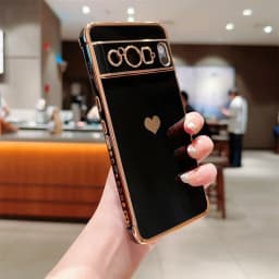 For Pixel 8 Pro 9 Fashion Love Heart Plating Case for Google Pixel 7A Pixel 8 9 Pro ProXL Shockproof Soft Lens Protection Cover