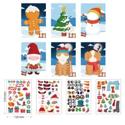 9 Styles Children Kids Make Your Own Faces Stickers Creative DIY Puzzle Games Princess Animals Dinos Girls Boys Party Favor Gift