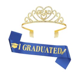 2024 Graduated Satin Sash Glitter Crown for Graduation Party Decoration Balloons Photo Booth Props Bachelor Graduated Supplies