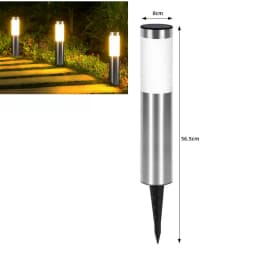 Solar Stainless Steel LED Modern Pathway Lights Upgraded Courtyard Outdoor Garden Cylindrical Lawn Light Outside Walkway Decor
