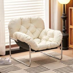 Leather Single Sofa Chair Nordic Sofa Backrest Armchair Retro Light Luxury Living Room Furniture Individual Reclining Chair