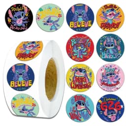 500pcs Stitch Roll Stickers Waterproof Diy Decals For Laptop Phone Ipad Notebook Luggage Thermos Water Bottle Skateboard Decor
